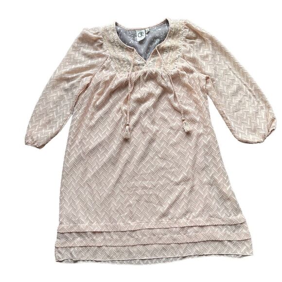 Anthropologie Lace Mini Dress Dusty pink Sequins - Picture 2 of 12